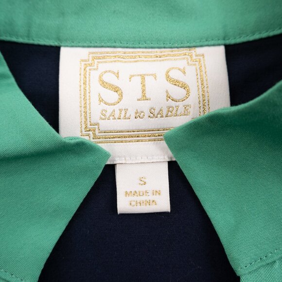 SAIL TO SABLE navy green color block v-neck tunic dress size S - Picture 3 of 8